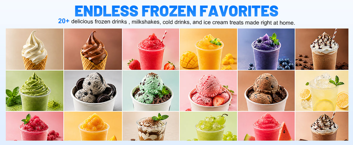 3-in-1 Slushie Machine, Ice Cream Maker & Frozen Drink Maker with 7 Preset Programs, No Ice Needed, 10 Mins Rapid Chill, 260 oz/Hour, LED Display, 304  Steel, Removable Cup & Stirrer