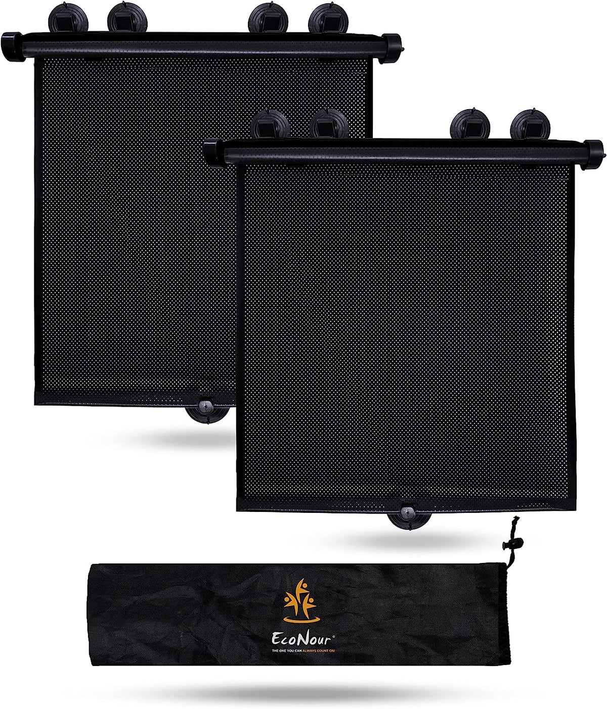 EcoNour Car Window Covers for Baby (2 Pack) | Retractable Car Window Shades for Protecting Kids, Passengers &amp; Pets from Harmful Sun Rays | Car Sun Shade for Trucks | XXL (22”x24”)