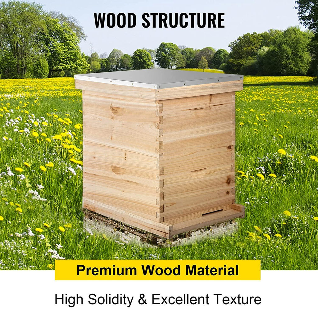 man-hj bees box wooden kit bee nest beekeeping equipment beekeeper tool for bee hive supply nest frame with metal roof (color : 10 frame 5 layer)