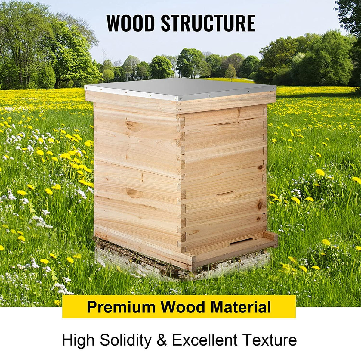 bees box wooden kit bee nest beekeeping equipment beekeeper tool for bee hive supply nest frame with metal roof (color : 20 frame 4 layer)