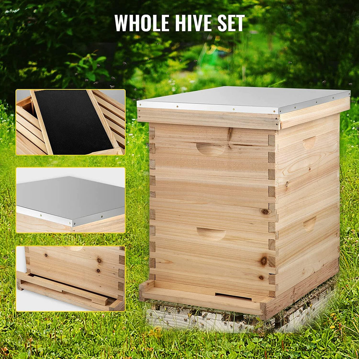 yezich bees box wooden kit bee nest beekeeping equipment beekeeper tool for bee hive supply nest frame with metal roof