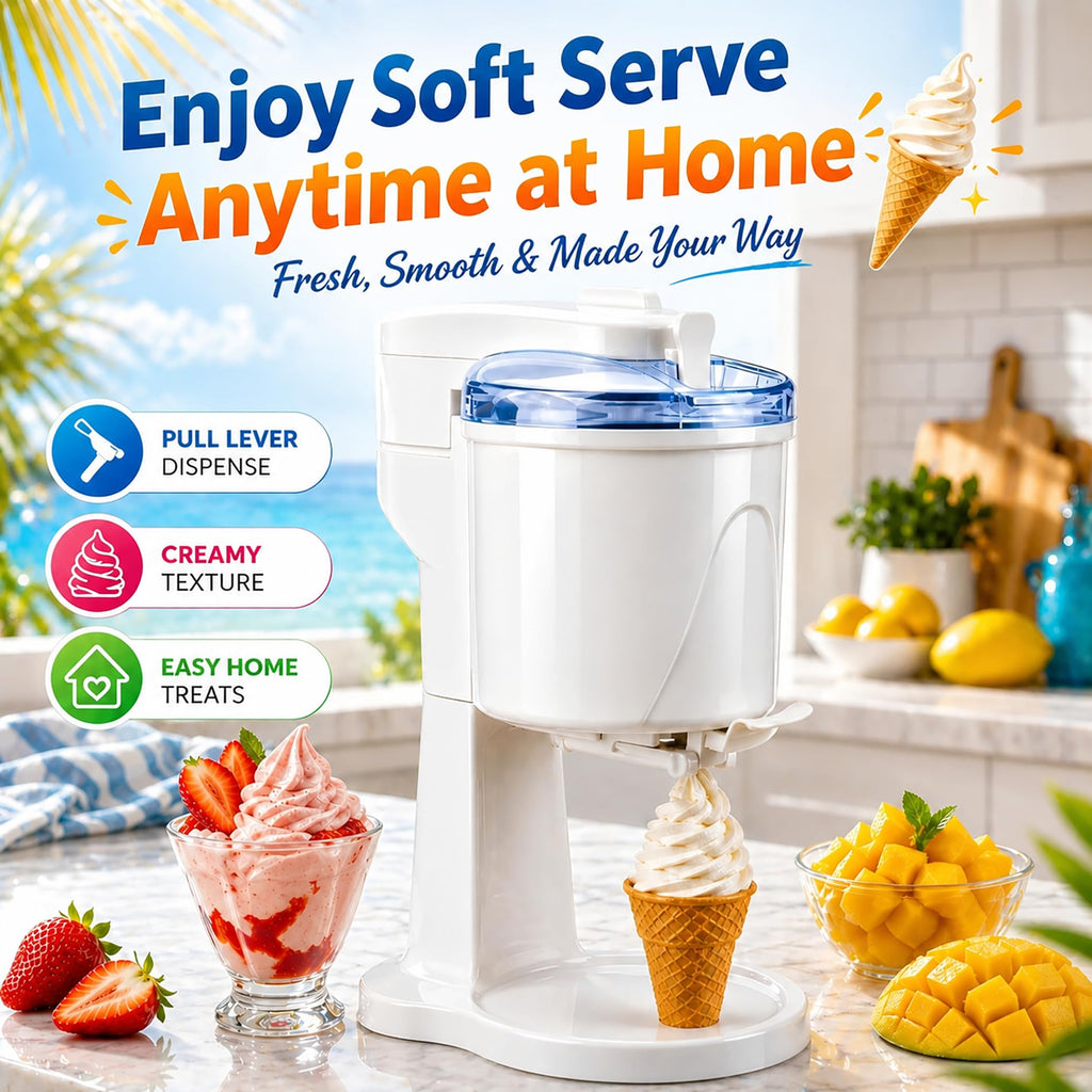 Electric 1.0 Qt Soft Serve Ice Cream Machine with Freezer Bowl, Countertop Ice Cream Maker Machine, Homemade Ice Cream Swirl, Sorbet & Frozen Yogurt Maker, Easy to Clean,Fast Churn 20-35 Minutes