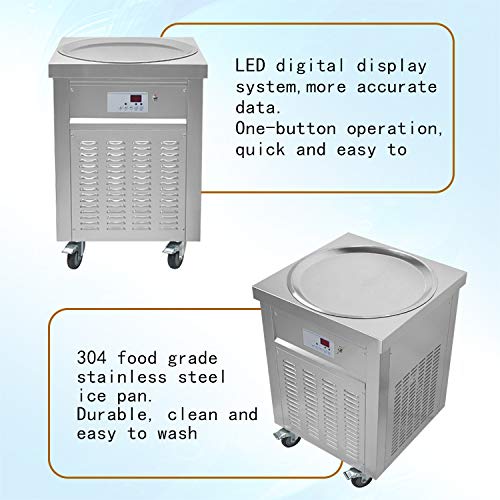 commercial ETL US  22" Single Round Pan Fry Ice Cream Machine, Stir-Fried Ice Cream Rolled Machine-Auto Defrost, Smart AI Temperature Control