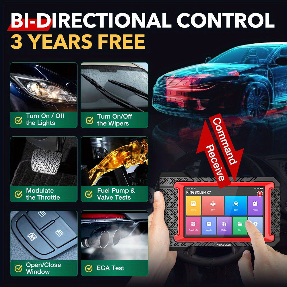 KINGBOLEN K7 OBD2 Scanner ECU Coding Active Test 28 Resets AF Reset ALL System Auto Diagnostic Tools 3 Years Update