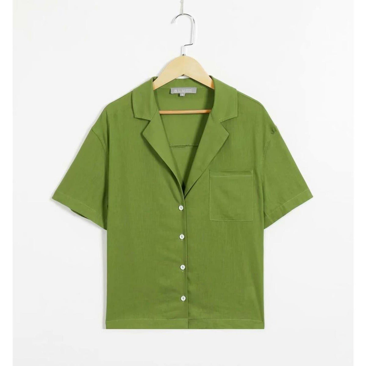 vintage turn down collar short sleeve blouse