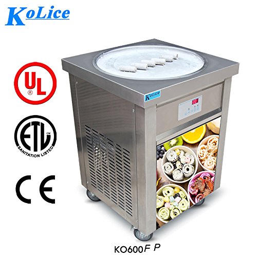 commercial ETL US  22" Single Round Pan Fry Ice Cream Machine, Stir-Fried Ice Cream Rolled Machine-Auto Defrost, Smart AI Temperature Control