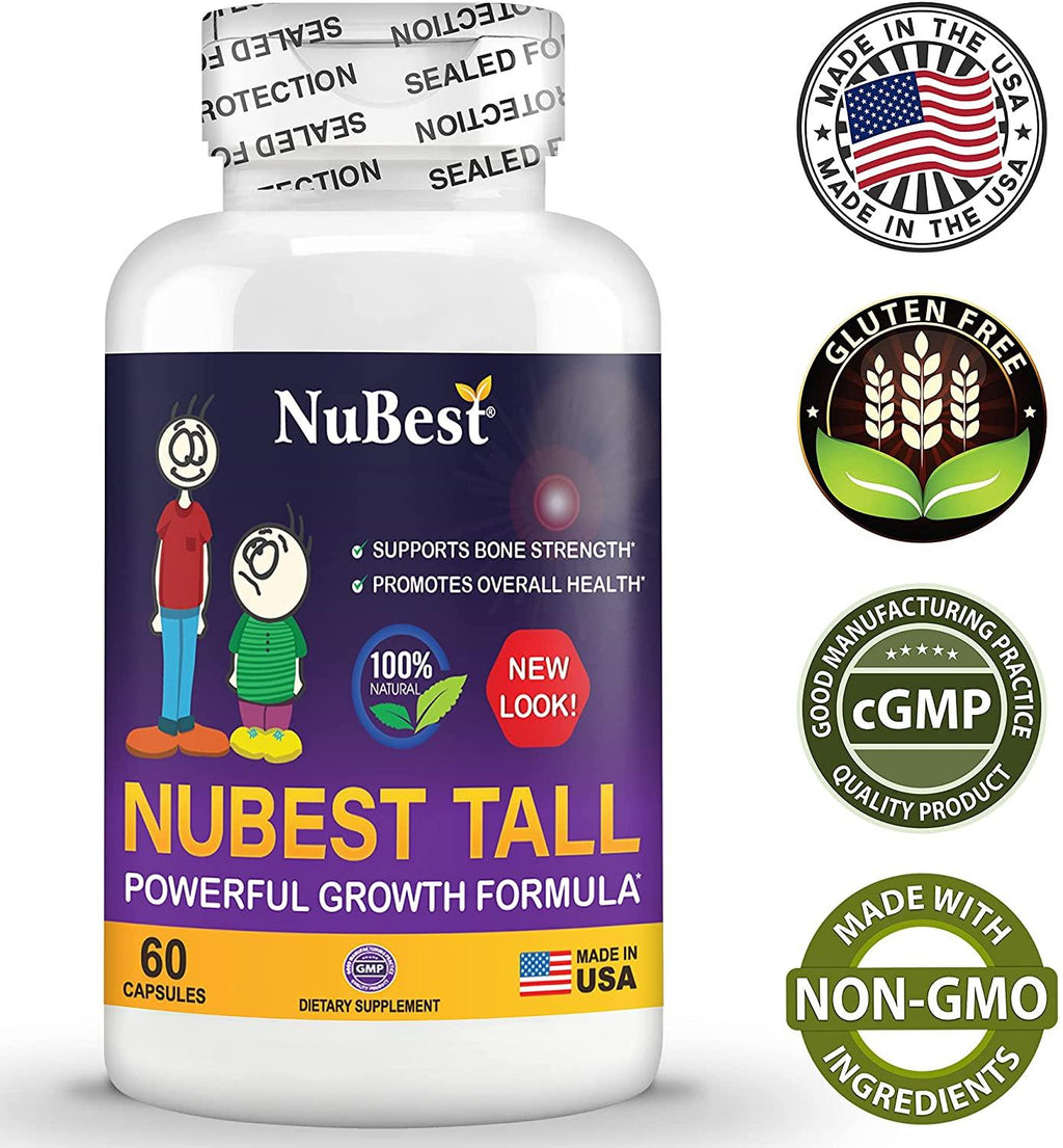NuBest Tall 60 Capsules - Powerful Bone Growth Formula - Peak Bone Strength Capsules- Herbal Bone Health Supplement - for People Who Don’t Drink Milk Daily (Pack of 12)