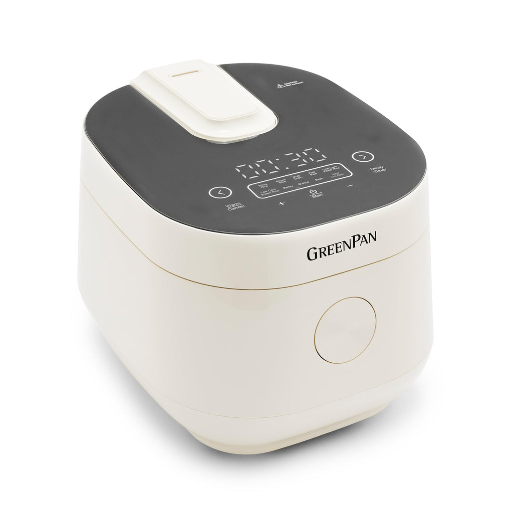 Carb Reducing Electric Rice Cooker, 4 Cups Uncooked/8 Cooked Rice, 10 Presets, LED Display, Healthier Meals, Delay Timer, PFAS-Ceramic Nonstick Removable Bowl, Cool Touch, Steam, Cream