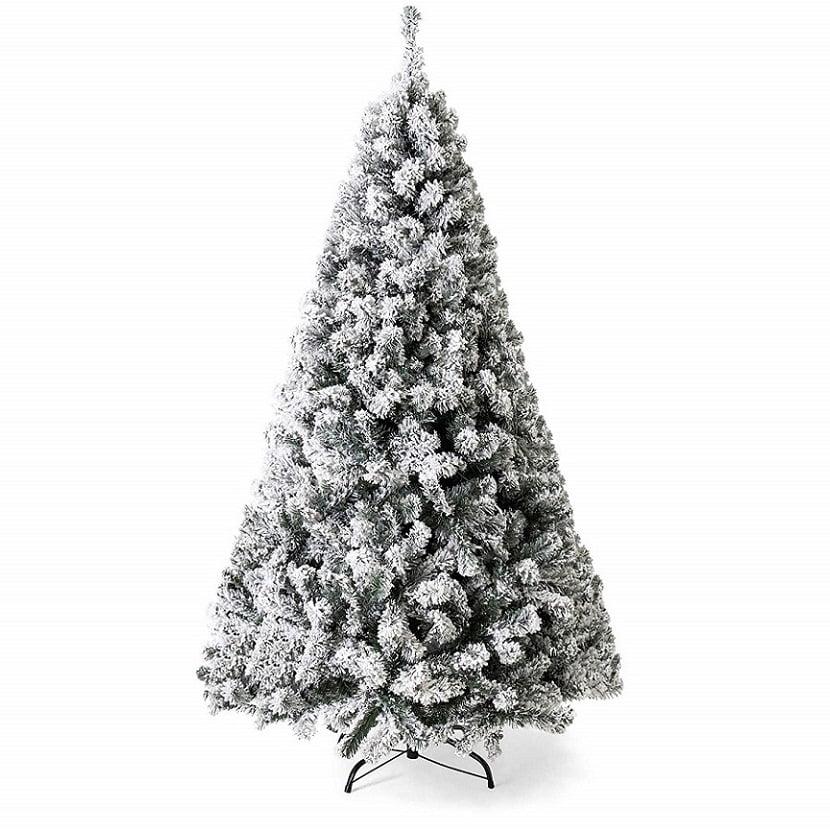 Gymax Green Unlit Snow Flocked Hinged Full Artificial Holiday Décor Christmas Tree, 9'
