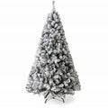 Gymax Green Unlit Snow Flocked Hinged Full Artificial Holiday Décor Christmas Tree, 9'