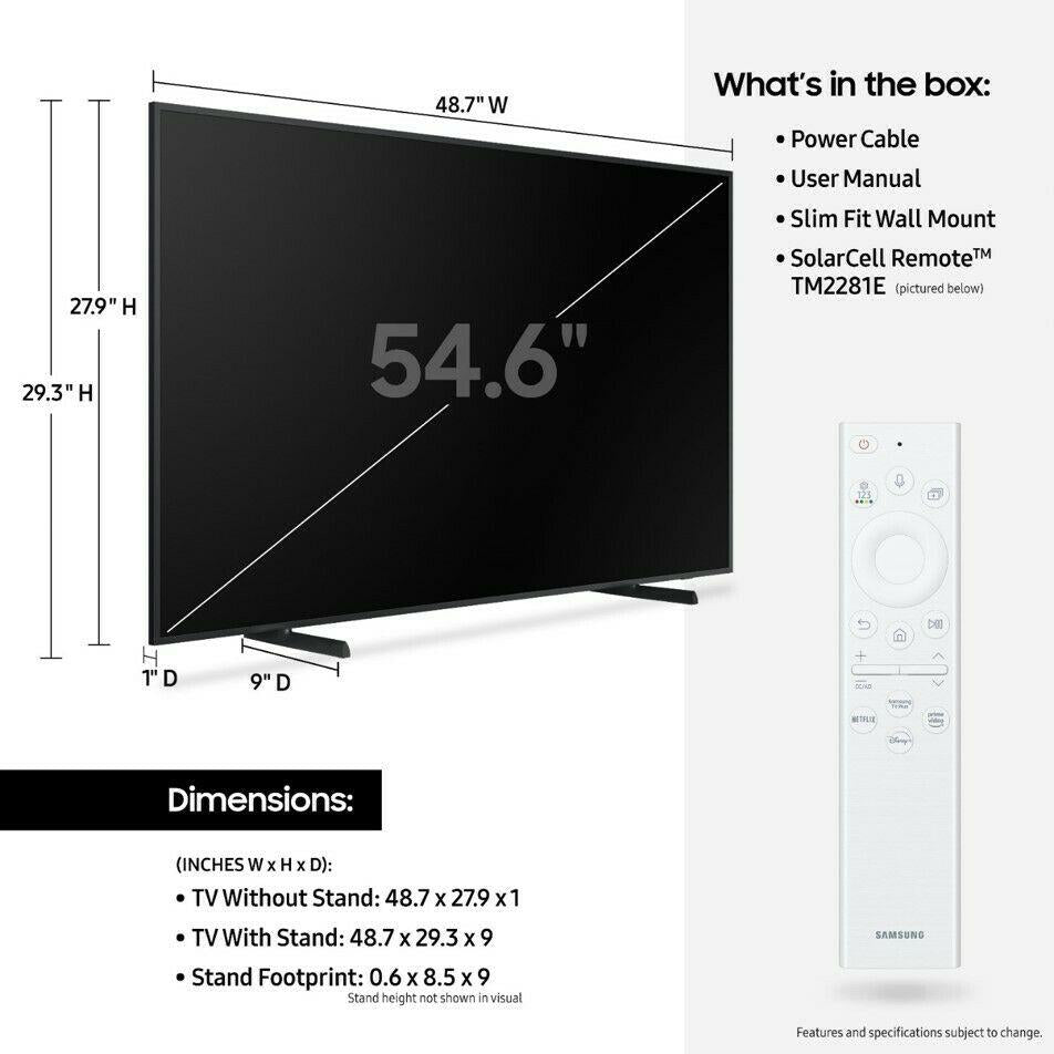 samsung the frame ls03b 55" qled 4k hdr smart tv - 2024 model