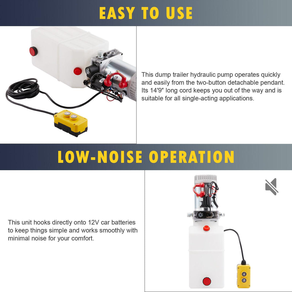 Single Acting 6 Quart 12V Hydraulic Pump for Truck Winches RVs Tow Booms & More