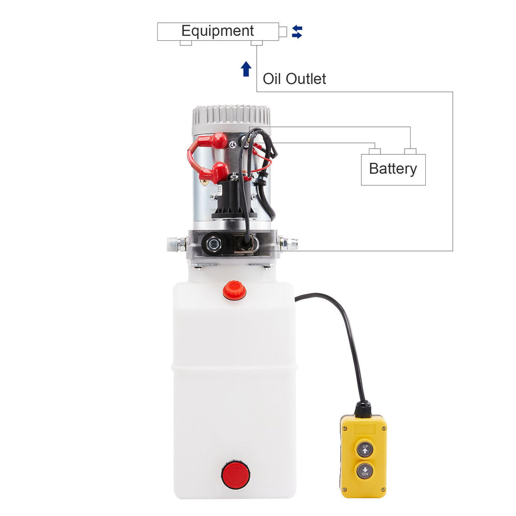 Single Acting 6 Quart 12V Hydraulic Pump for Truck Winches RVs Tow Booms & More