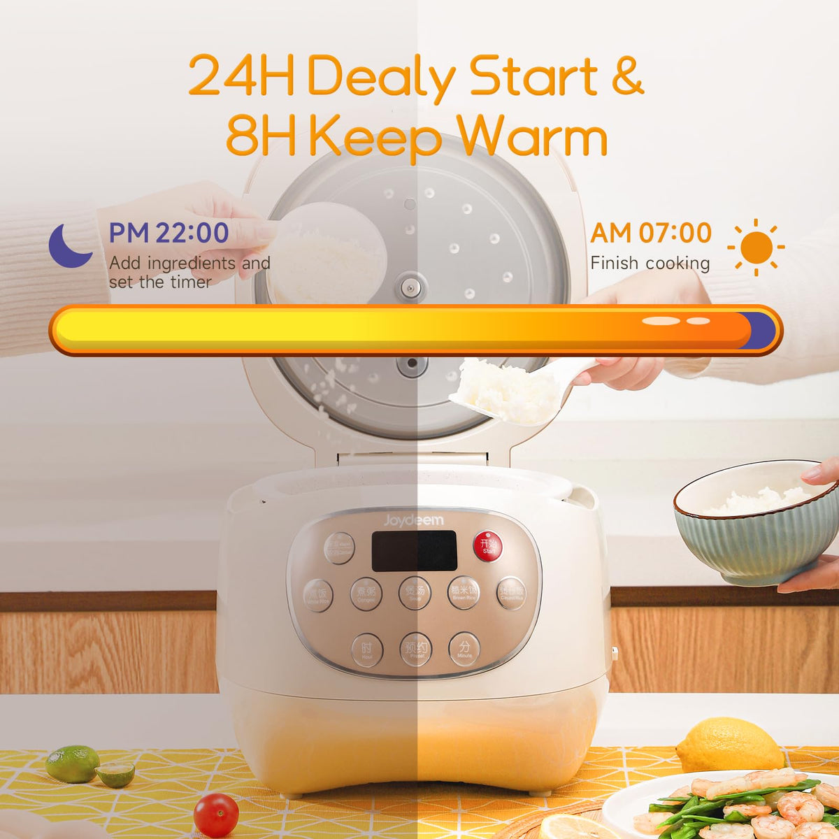 Mini Ceramic Rice Cooker, 2.5 Cups Uncooked Rice Cookers with Pure Ceramic Inner Pot, Healthy & PFOA Free, 1.2L/1.3 qt, DFB-C120