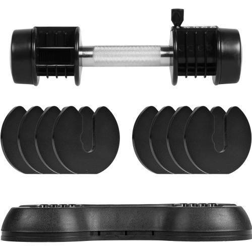 Adjustable Dumbbell 25 Lbs With Fast Automatic Adjustable And Weight Plate For Body Workout Home Gym, Black, Note: Single