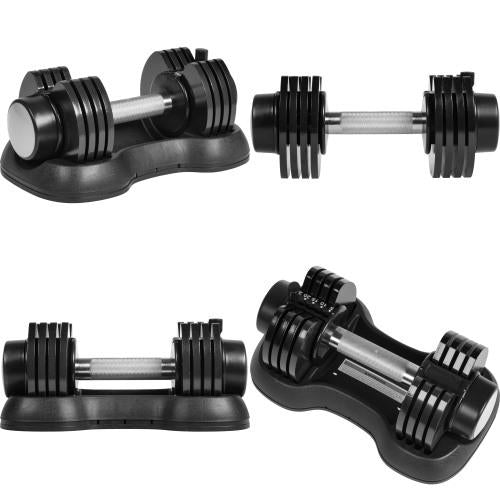 Adjustable Dumbbell 25 Lbs With Fast Automatic Adjustable And Weight Plate For Body Workout Home Gym, Black, Note: Single