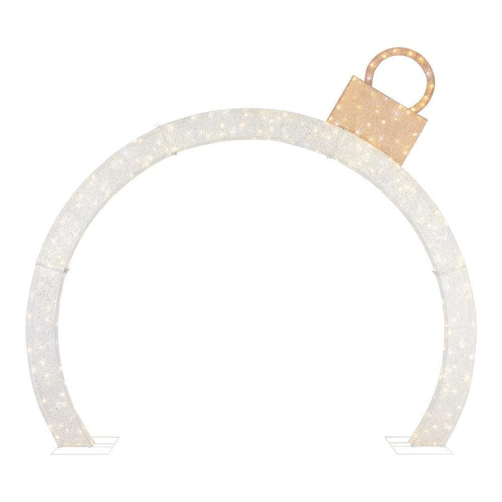 9ft Warm White-Cool White Glimmer Ornament Arch Holiday Yard Decoration