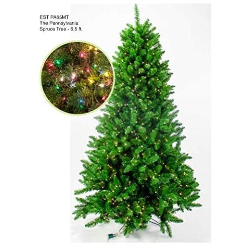 Garden Elements Penn Spruce Christmas Tree- 900 Multi-Colored Lights, 6.5'
