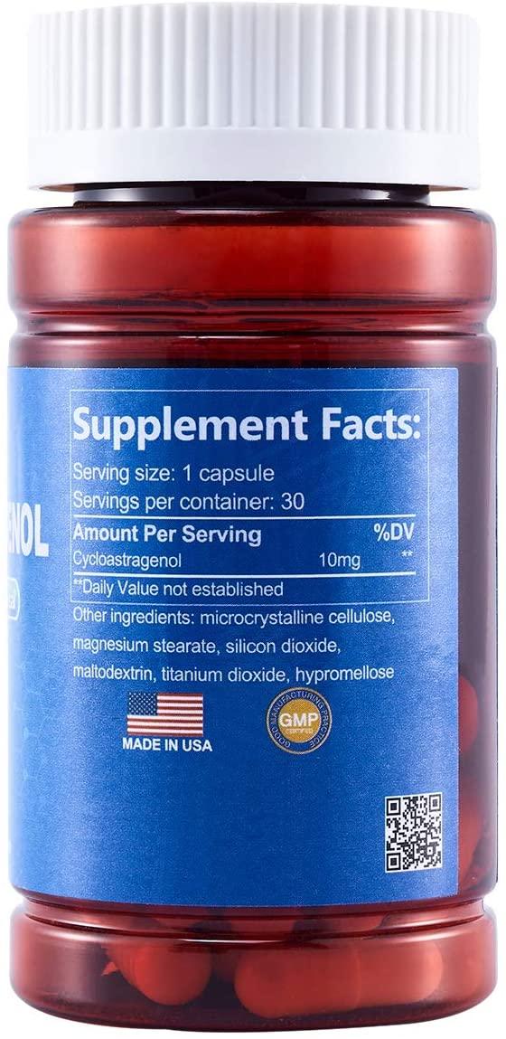 CAW Telomere Support Supplement | Hypersorption Cycloastragenol | 10Mg 30Enteric-Coated Capsules 6bottles
