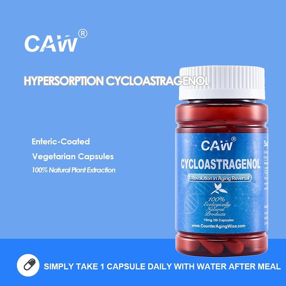 CAW Telomere Support Supplement | Hypersorption Cycloastragenol | 10Mg 30Enteric-Coated Capsules 6bottles
