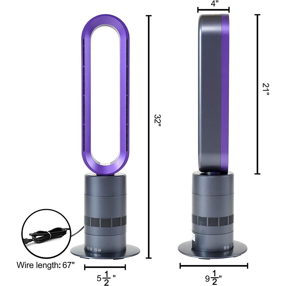 Yipa Fast Heating Tower Electric Space Heater Warmer 26-inch Heaters Fan Remote Control Home Office Purple+32in