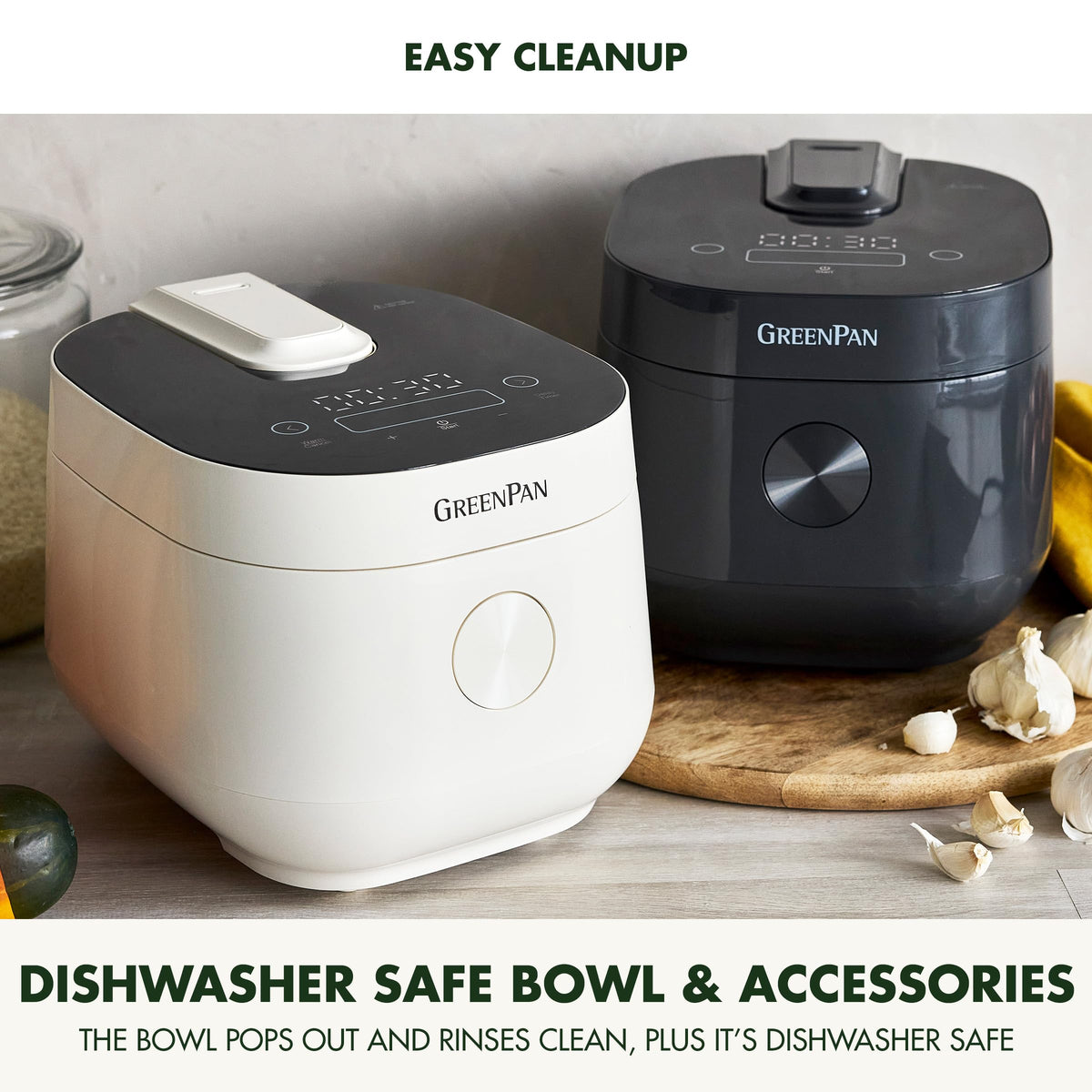 Carb Reducing Electric Rice Cooker, 4 Cups Uncooked/8 Cooked Rice, 10 Presets, LED Display, Healthier Meals, Delay Timer, PFAS-Ceramic Nonstick Removable Bowl, Cool Touch, Steam, Cream