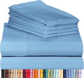 LuxClub 6 PC King Size Sheet Set Bamboo Sheets Deep Pockets 18" Eco Friendly Wrinkle Free Cooling Sheets Machine Washable Hotel Bedding Silky Soft - Light Blue King