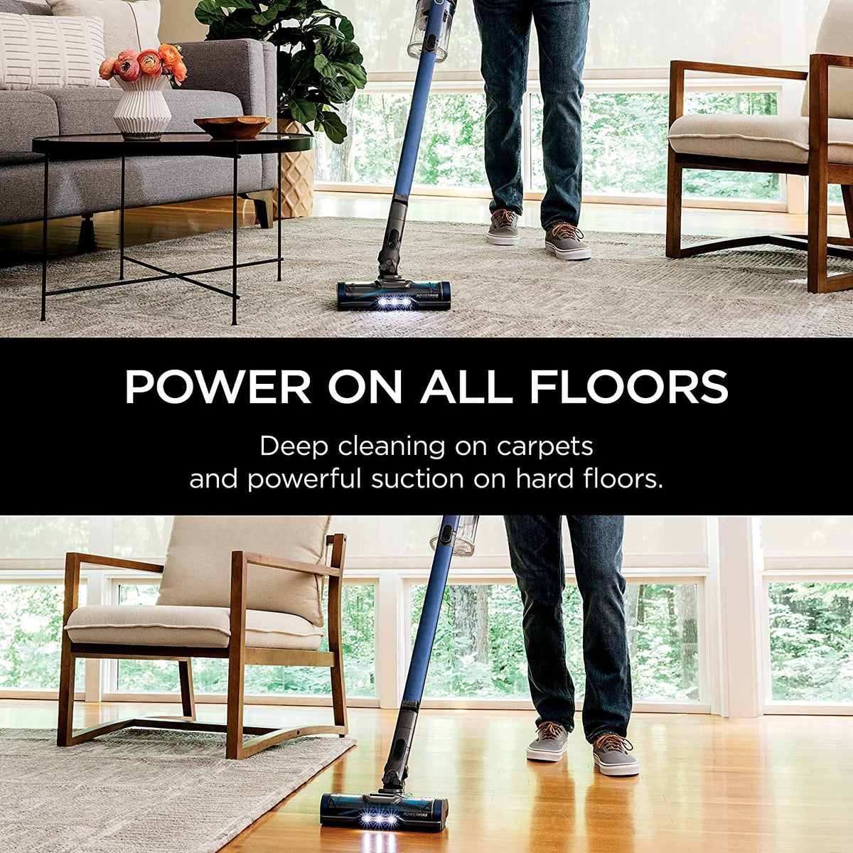 Shark IZ363HT Anti-Allergen Pet Power Cordless Stick Vacuum Self-Cleaning Brusholl, PowerFins, Crevice Tool, Dusting Brush, Pet Multi-Tool &amp; Anti-Allergen Dusting Brush, 50min Runtime, Blue