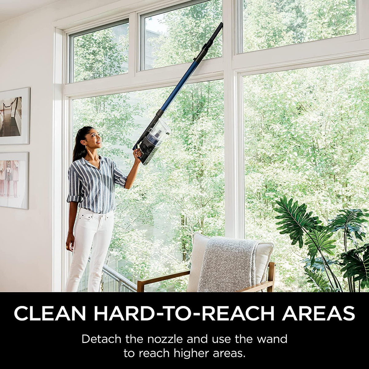 Shark IZ363HT Anti-Allergen Pet Power Cordless Stick Vacuum Self-Cleaning Brusholl, PowerFins, Crevice Tool, Dusting Brush, Pet Multi-Tool &amp; Anti-Allergen Dusting Brush, 50min Runtime, Blue