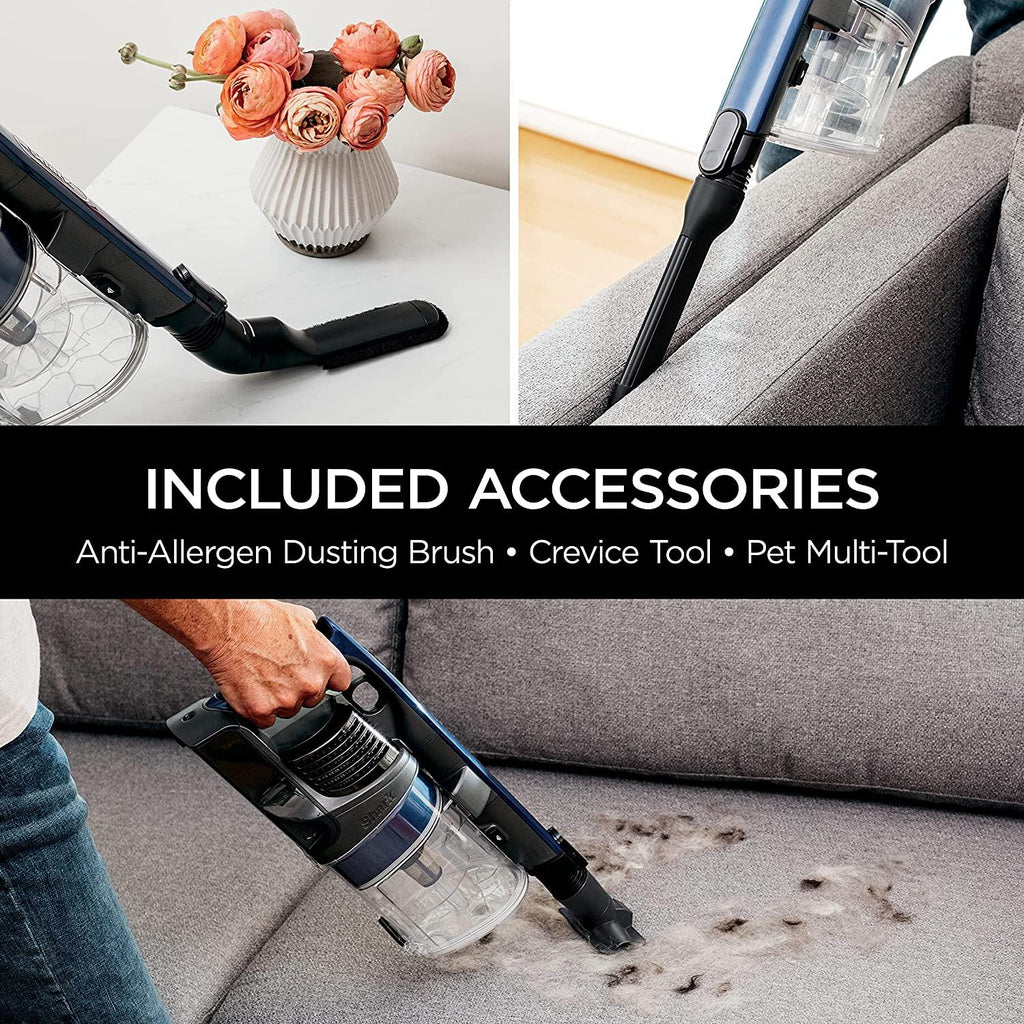 Shark IZ363HT Anti-Allergen Pet Power Cordless Stick Vacuum Self-Cleaning Brusholl, PowerFins, Crevice Tool, Dusting Brush, Pet Multi-Tool &amp; Anti-Allergen Dusting Brush, 50min Runtime, Blue