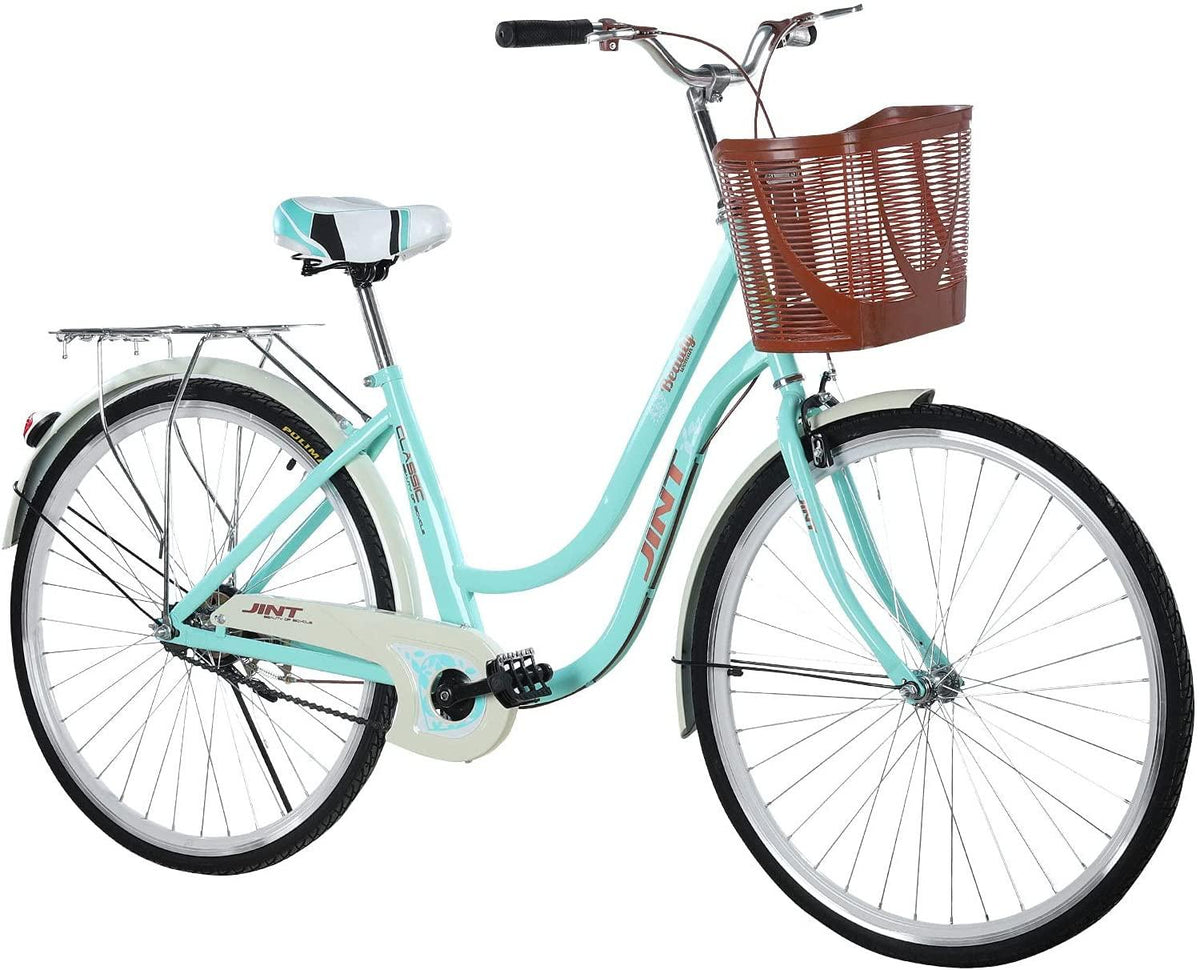 26 inch 1 Speed Beach Cruiser Bike for Women, Comfortable Retro Womens Bike with Baskets, Classic Womens Beach Cruiser Bike, Womens Complete Cruiser Bikes Road Bike for Leisure Picnics &amp; Shopping