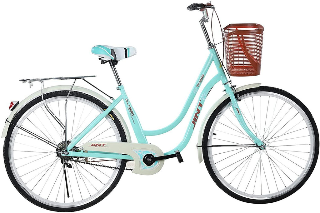 26 inch 1 Speed Beach Cruiser Bike for Women, Comfortable Retro Womens Bike with Baskets, Classic Womens Beach Cruiser Bike, Womens Complete Cruiser Bikes Road Bike for Leisure Picnics &amp; Shopping
