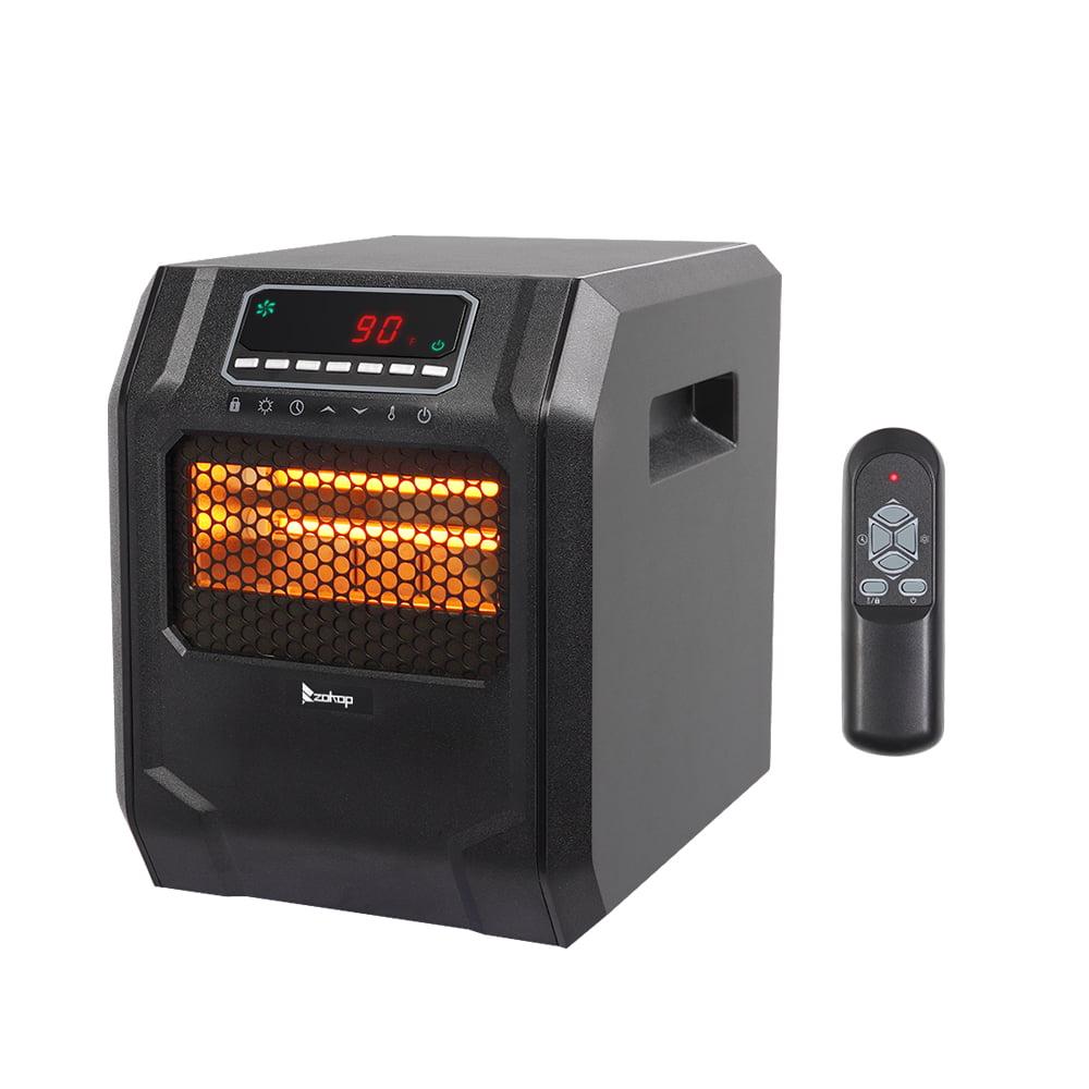 SAIBAI 1500W Quartz Tube Heater Digital Style 4 Quartz Tubes Black (Change to Metal Fan)