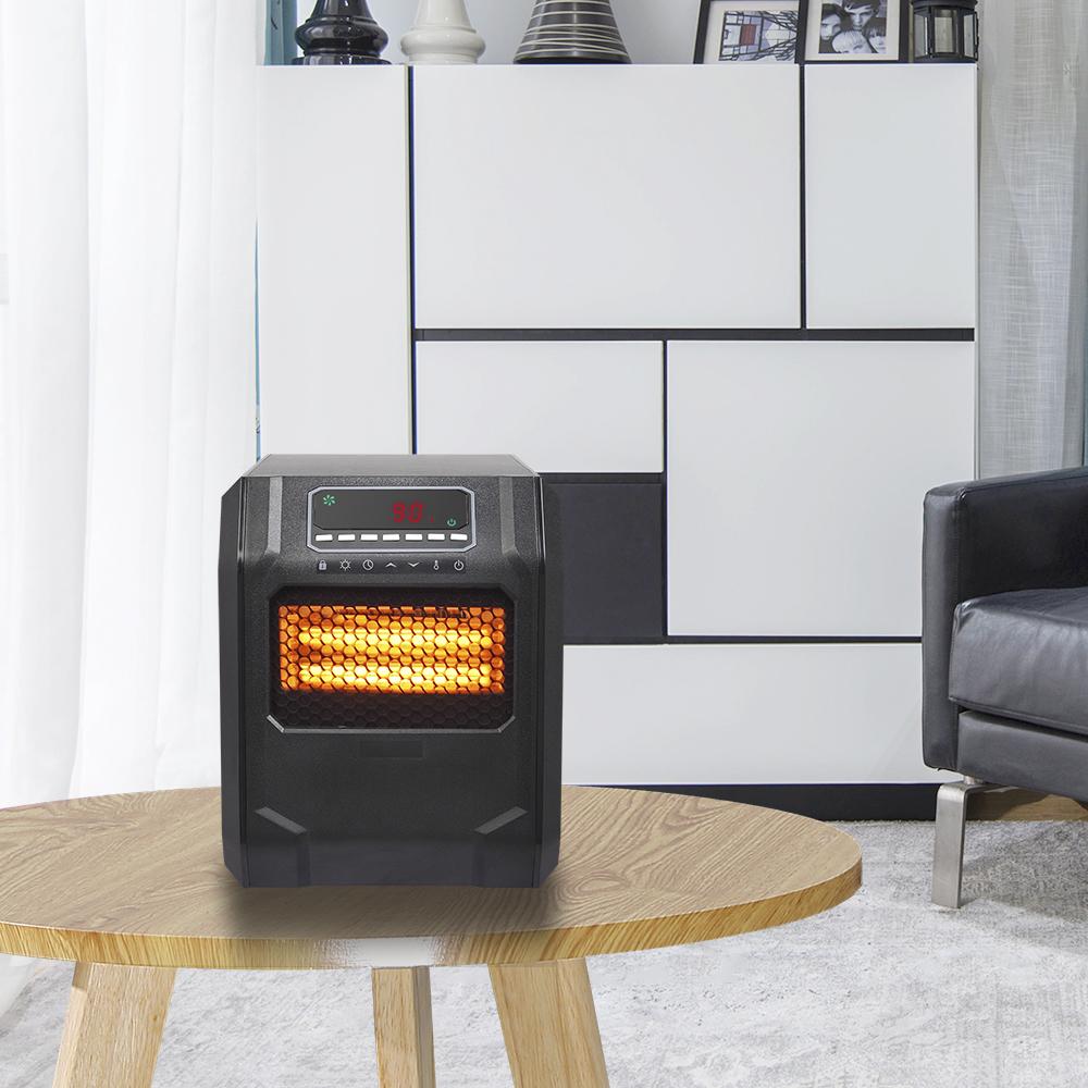 SAIBAI 1500W Quartz Tube Heater Digital Style 4 Quartz Tubes Black (Change to Metal Fan)