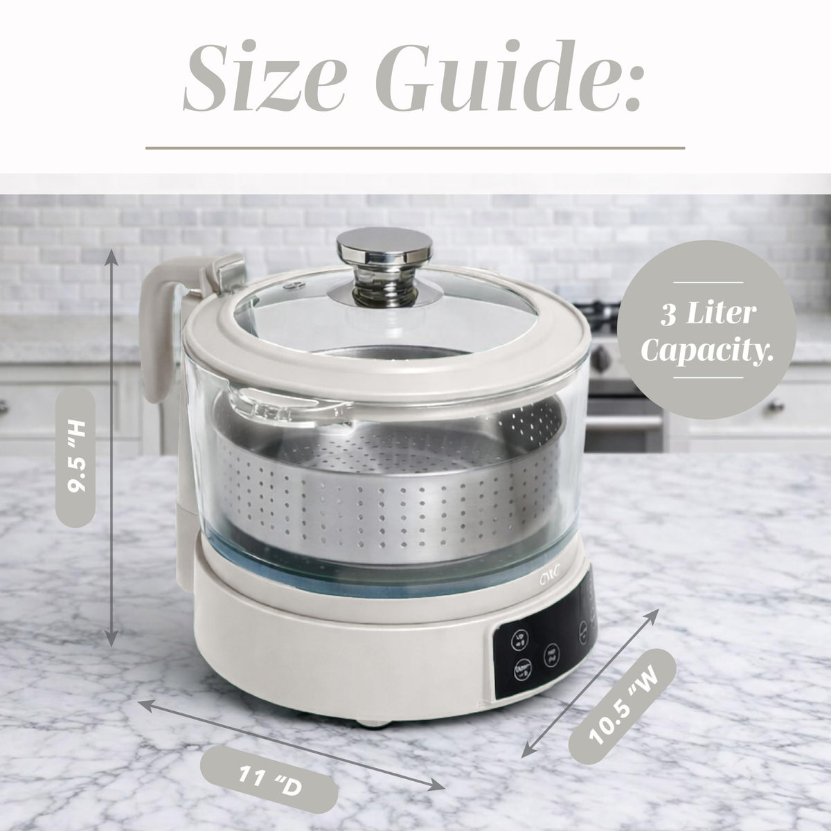 Glass Mini Low Carb Rice Cooker – Holds 2 Cups Raw/Makes 6 Cups Cooked with Auto Lift Filter Basket, Hotpot & Steamer for Rice, Grains, Digital Panel with Keep Warm, Cream