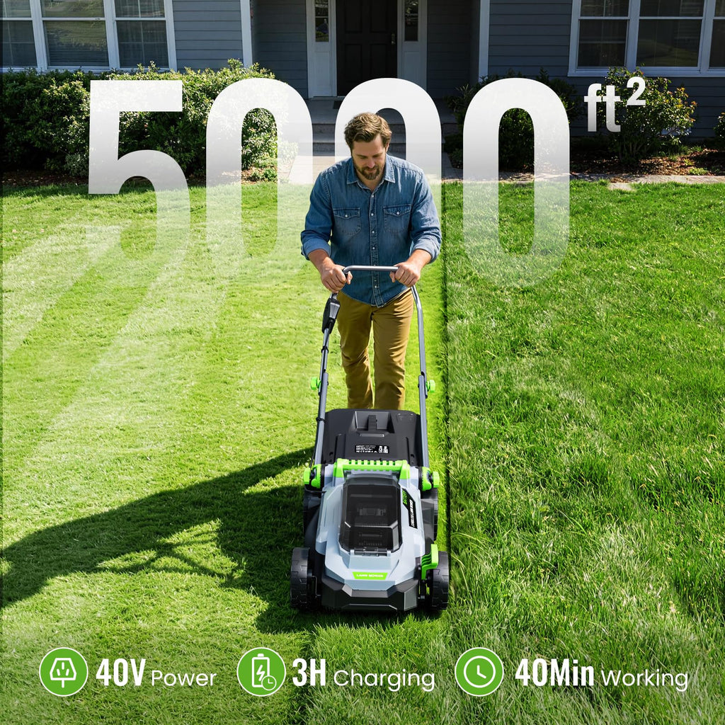 40V Cordless Lawn Mower, 13" Walk Behind Electric 4.0 Ah Battery Powered Lawnmower, Mulching&amp;Bagging Mode, Brushless Motor, 5 Adjustable Cutting Heights, for Garden/Patio/Yard/Lawn