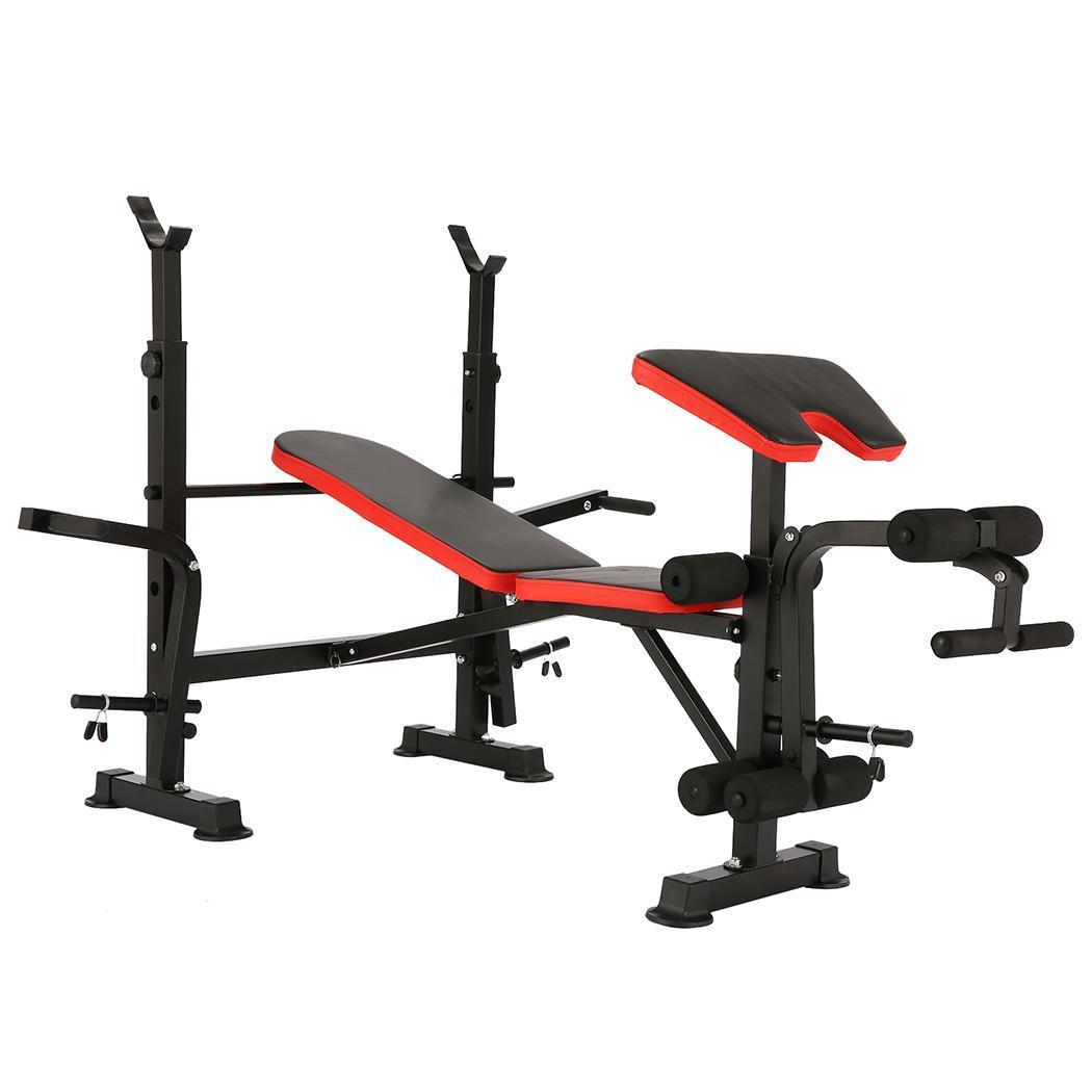 Adjustable Weight Bench with Barbell Rack Foldable Flat Bench Extension Weight Benches Workout