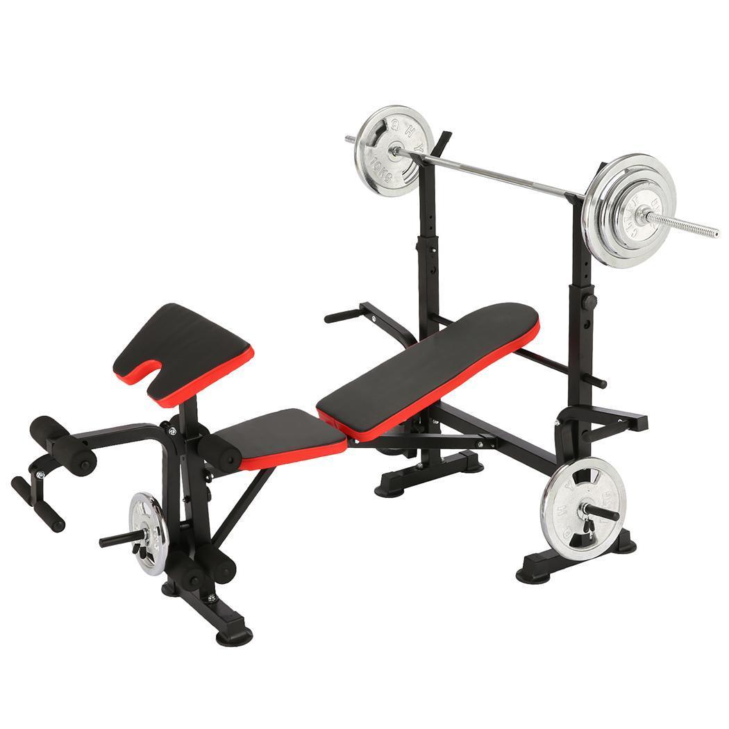 Foldable Adjustable Bench with Rack Leg Developer, Preacher Pad, Incline Decline Olympic Workout Bench Set