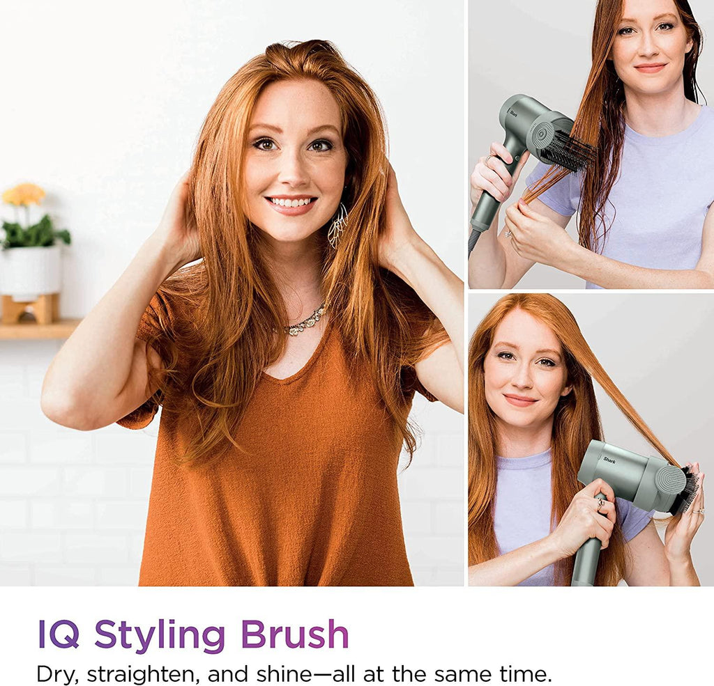 Shark HD112GNBRN HyperAIR Fast-Drying Hair Blow Dryer with IQ 2-in-1 Concentrator and Styling Attachments, Auto Presets, Rotatable Hot Air Brush, No Heat Damage, Ionic, Matcha