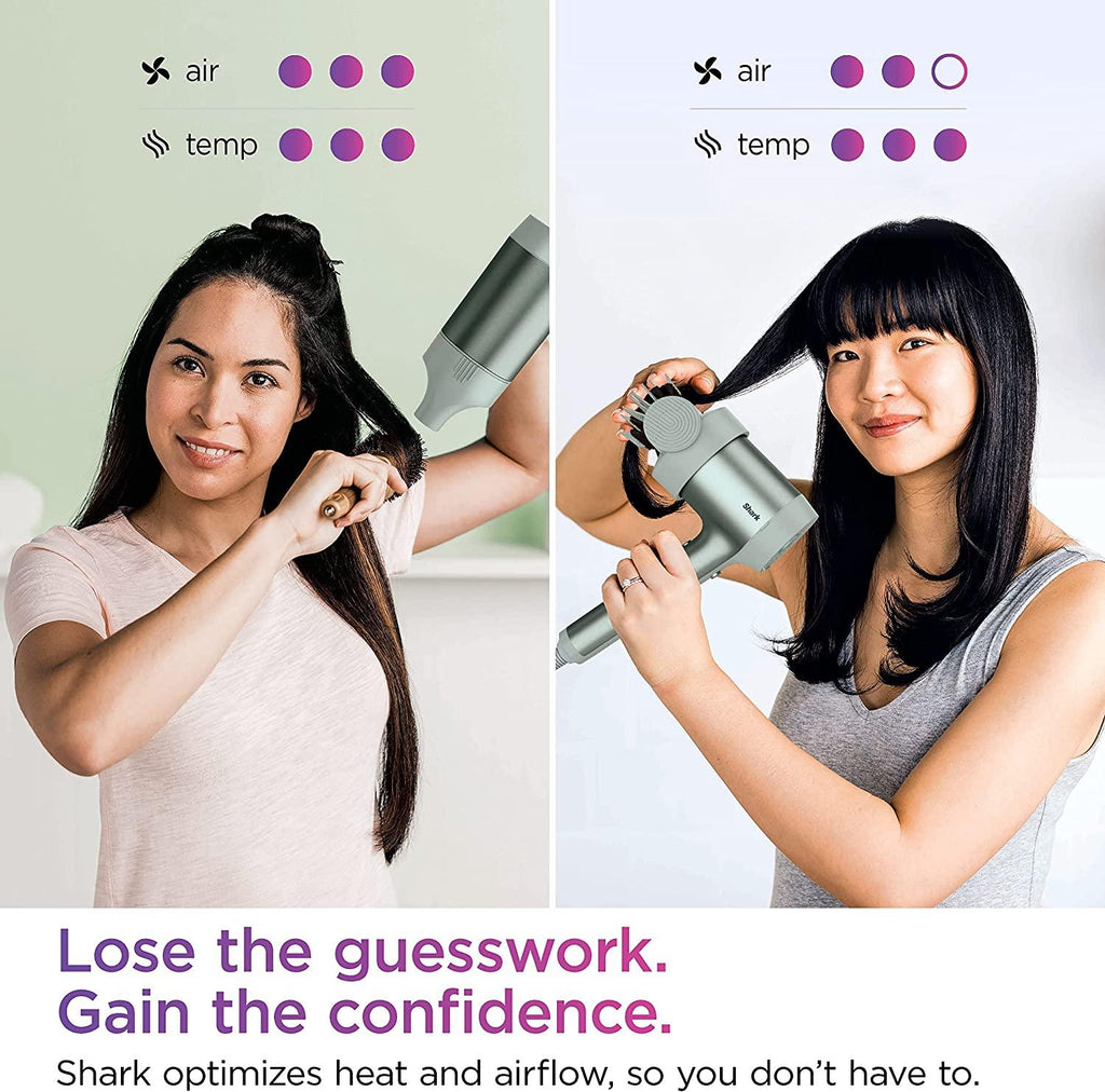 Shark HD112GNBRN HyperAIR Fast-Drying Hair Blow Dryer with IQ 2-in-1 Concentrator and Styling Attachments, Auto Presets, Rotatable Hot Air Brush, No Heat Damage, Ionic, Matcha