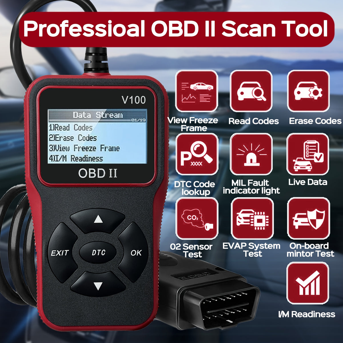 Automotive OBD2 Scanner Code Reader Engine Fault Code Reader Scanner Can Diagnose Scan Tool For All OBD II Protocol Cars Since 1996