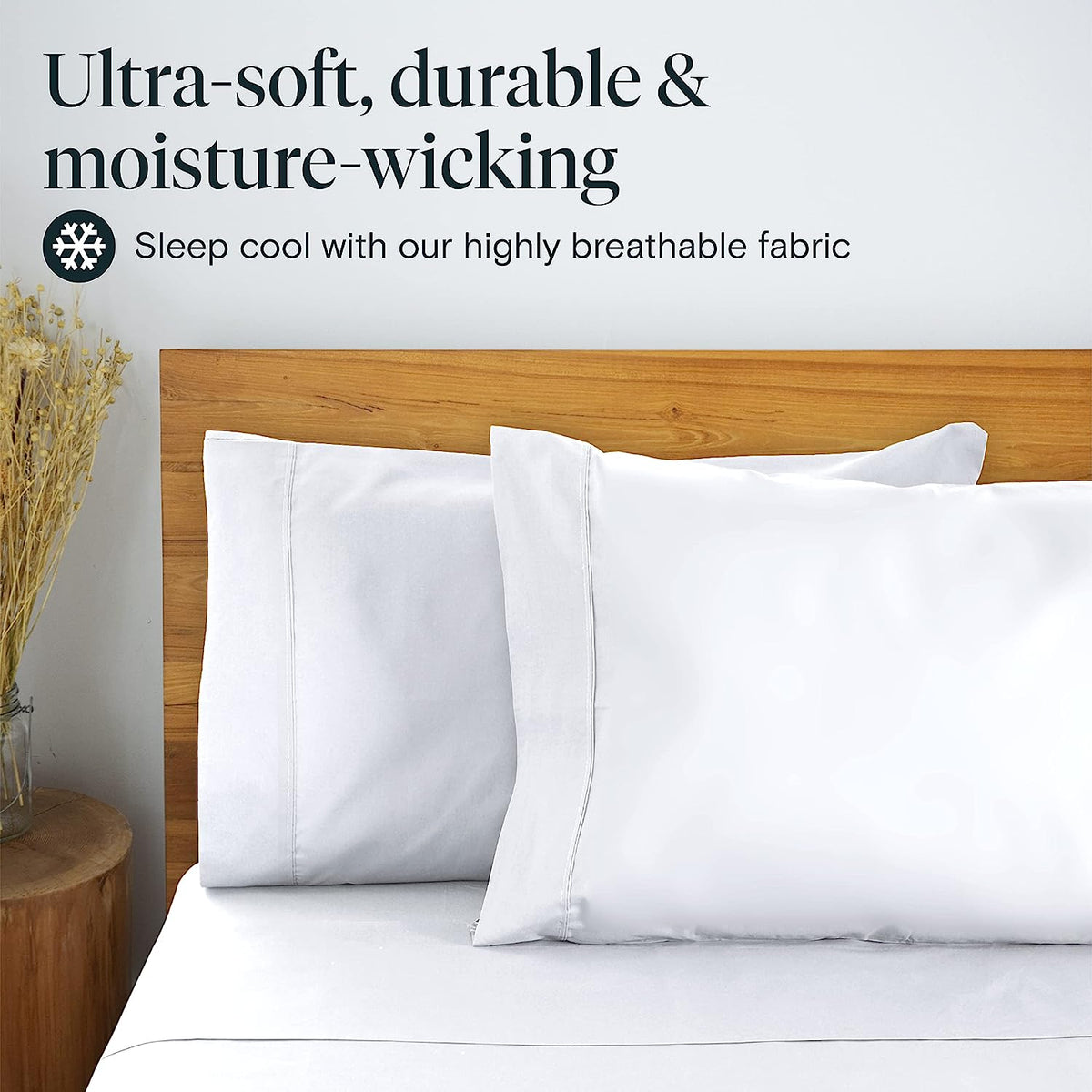 LuxClub 6 PC Queen Sheet Set Bamboo Sheets Deep Pockets 18" Eco Friendly Wrinkle Free Cooling Sheets Machine Washable Hotel Bedding Silky Soft - White Queen
