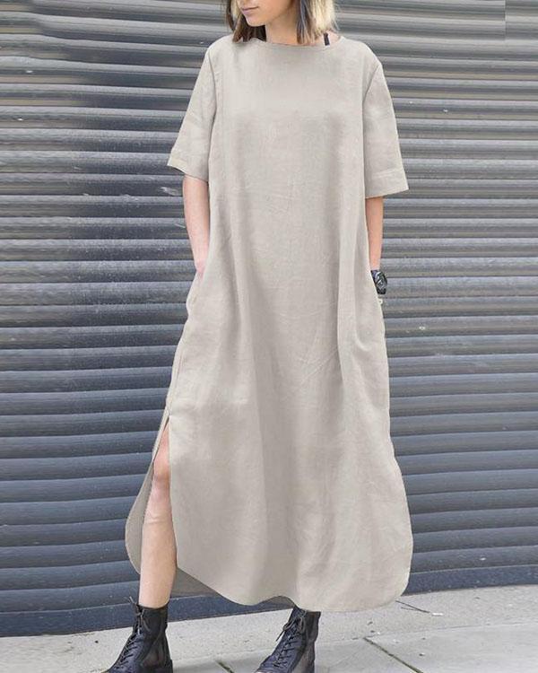 womens casual summer solid long shirt dress