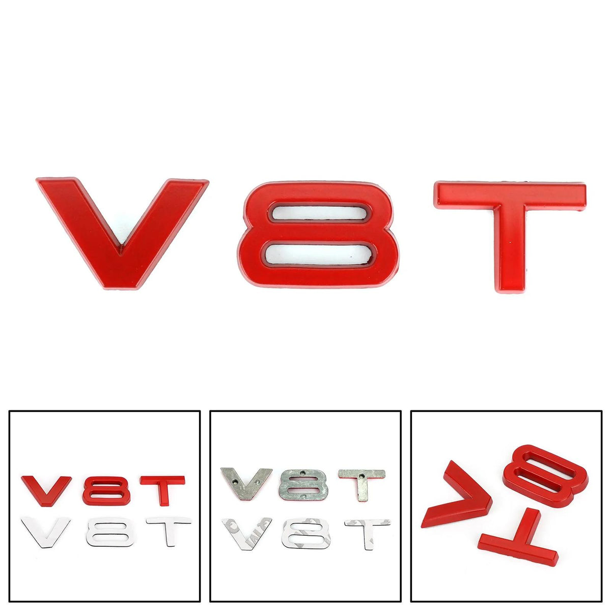 AUDI A1 A3 A4 A5 A6 A7 Q3 Q5 Q7 S6 S7 S8 S4 SQ5 Red V8T Emblem Badge Fit Generic
