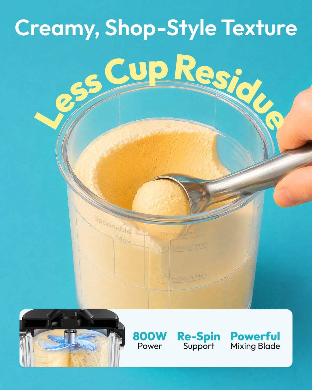 Ice Cream Maker, 7-in-1 Ice Cream Machine for Gelato, Sorbet & Milkshakes, 1 Pint Compact Homemade Dessert Maker with Re-Spin for Keto, Protein & Healthy Treats