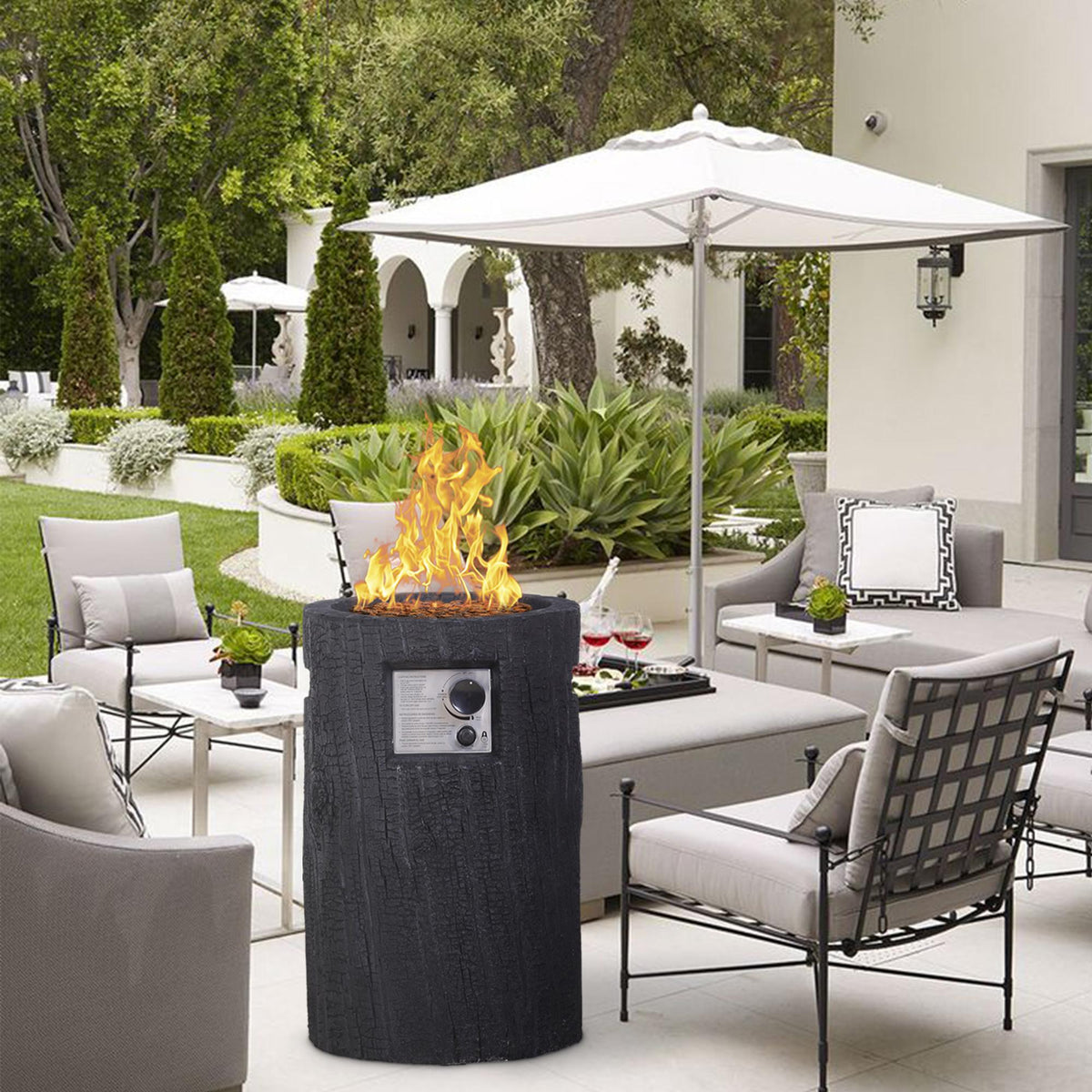 CLEARANCE! 25'' Ore Powder Adjustable Flame Propane Gas Fire Table with Waterproof Cover
