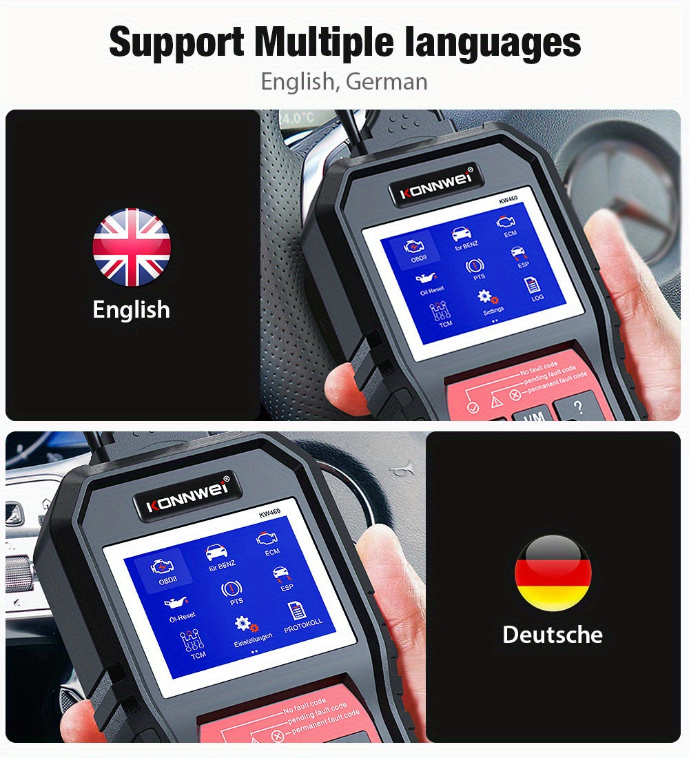 KONNWEI Car Obd2 Scanner For Mercedes-Benz, ABS Airbag Oil ABS EPB DPF SRS TPMS Reset Full Systems Diagnostic Tool EOBD Inspection Tester Tools