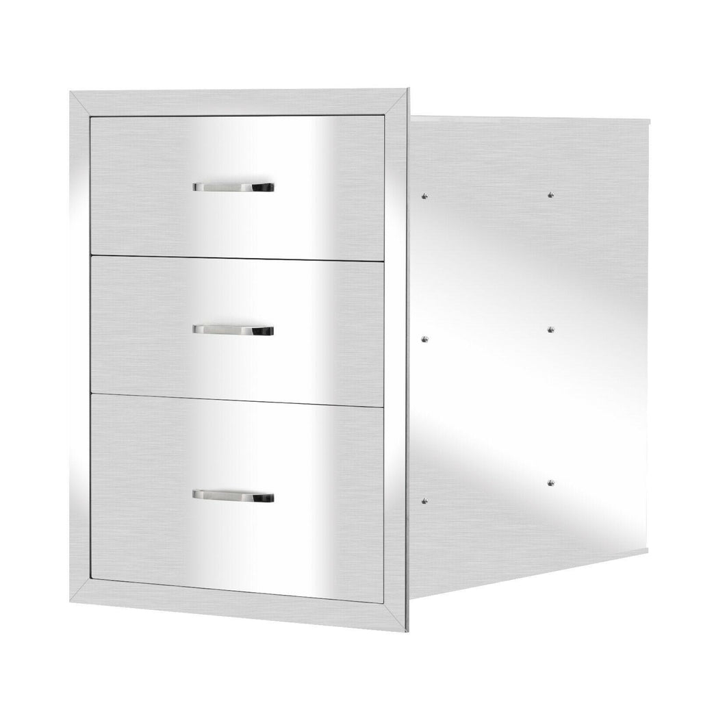 Stainless Steel BBQ Drawers Triple Storage Drawer for BBQ Patio Grill Station US
