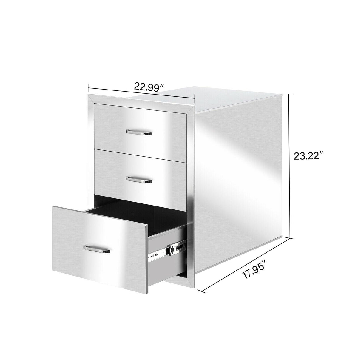 Stainless Steel BBQ Drawers Triple Storage Drawer for BBQ Patio Grill Station US