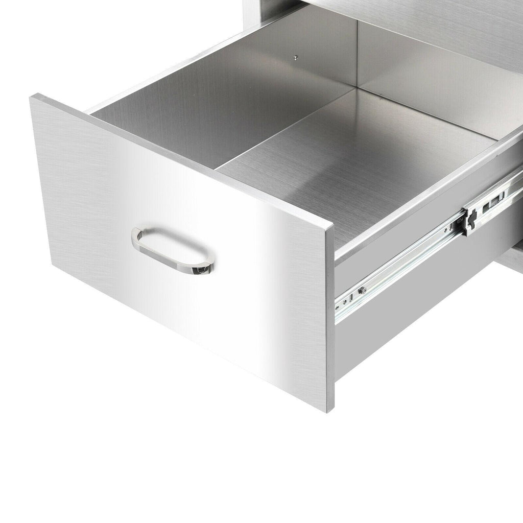 Stainless Steel BBQ Drawers Triple Storage Drawer for BBQ Patio Grill Station US